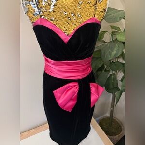 Darcy Brand Vintage Black and Pink Velvet dress